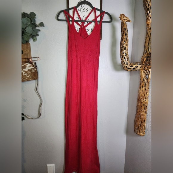 Athleta Dresses & Skirts - Athleta Red Aztec Racerback Maxi Dress Size Small